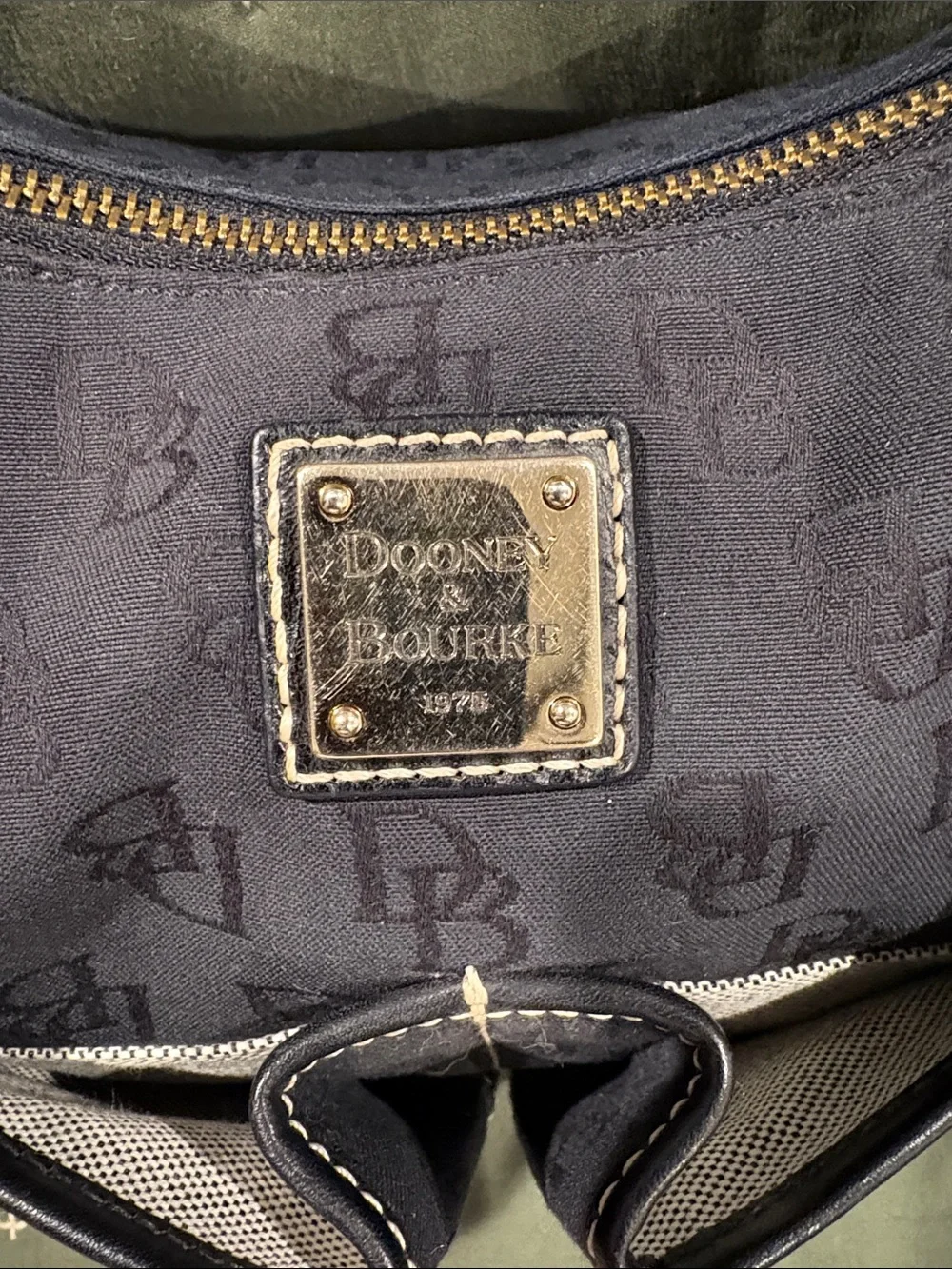 Dooney & Bourke Black Logo Hobo with Gold Hardware. Excellent condition!